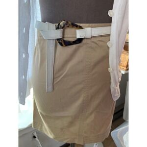 Brooks Brothers Khaki Skirt White Stitch Detail Pockets Size 10 oldmoney preppy
